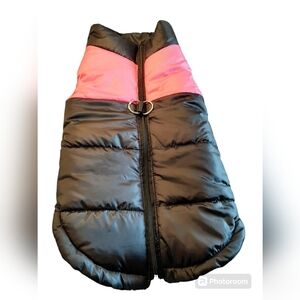 Black and Pink Puffy Dog Vest